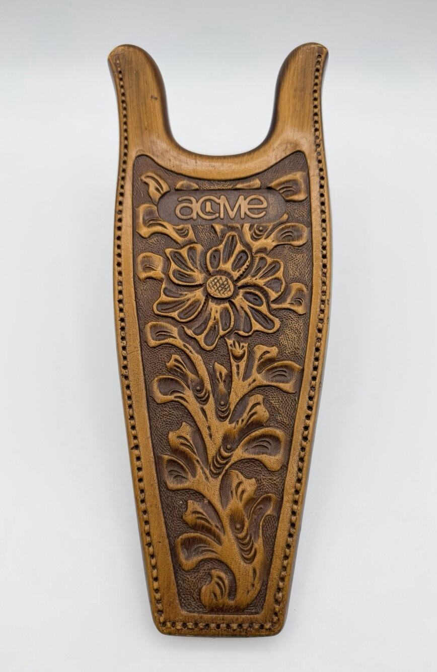 Acme Boot Jack Molded Resin Faux Tooled Western Floral Cowboy Rancher Vintage